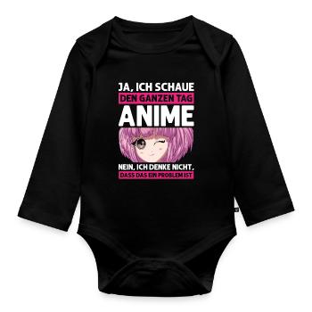 Otaku Japan Anime Merch Anime Merch Geschenk - Baby Bio-Langarm-Body - Schwarz - Vorne