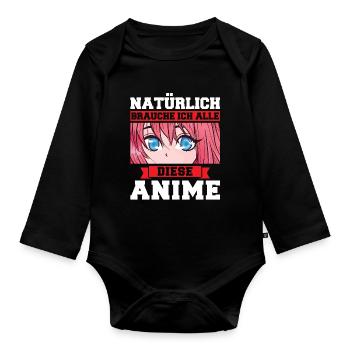 Otaku Japan Anime Merch Anime Merch Geschenk - Baby Bio-Langarm-Body - Schwarz - Vorne