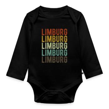 Limburg Stadt Retro Vintage - Baby Bio-Langarm-Body - Schwarz - Vorne