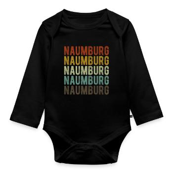 Naumburg Stadt Retro Vintage - Baby Bio-Langarm-Body - Schwarz - Vorne