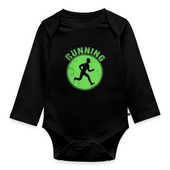 Faire du jogging - Body Bébé bio manches longues - noir - Devant