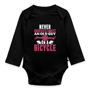 old man bike - Organic Longsleeve Baby Bodysuit - black - Front