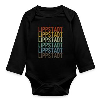 Lippstadt Stadt Retro Vintage - Baby Bio-Langarm-Body - Schwarz - Vorne