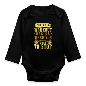 workout fitness - Baby Bio-Langarm-Body - Schwarz - Vorne