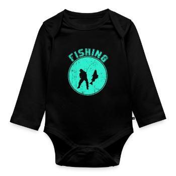Angling - Organic Longsleeve Baby Bodysuit - black - Front