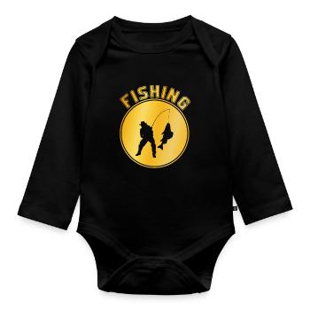 Angling - Organic Longsleeve Baby Bodysuit - black - Front