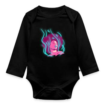 Afro Girl Black Story Melanin Black St - Organic Longsleeve Baby Bodysuit - black - Front