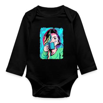 LGBT Gay Pride Kawaii Neko Anime Girl L - Body Bébé bio manches longues - noir - Devant