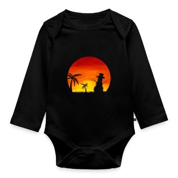 Sundown Snowman Under Palm Trees Beach Christmas - Baby Bio-Langarm-Body - Schwarz - Vorne