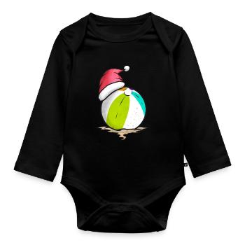 Beach Ball With Santa Hat Celebrating Christmas - Organic Longsleeve Baby Bodysuit - black - Front
