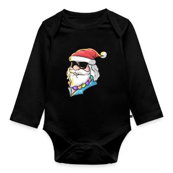 Père Noël en chemise hawaïenne et lunettes de soleil pour - Body Bébé bio manches longues - noir - Devant
