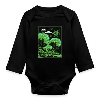 Biopunk Big Wave Before Kanagawa Biopunk Aesthetics - Organic Longsleeve Baby Bodysuit - black - Front