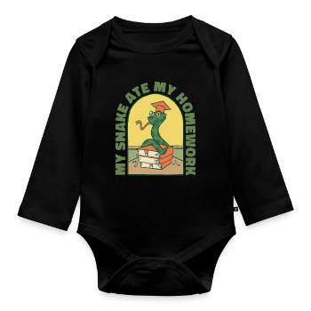My Snake Ate My Homework Snakes Gift - Organic Longsleeve Baby Bodysuit - black - Front