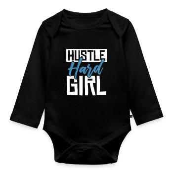 hustle hard girl - Baby Bio-Langarm-Body - Schwarz - Vorne