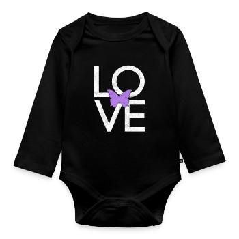 Butterfly - Organic Longsleeve Baby Bodysuit - black - Front
