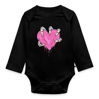Zombiecore Esthétique Zombie Squelette Monster Main - Body Bébé bio manches longues - noir - Devant