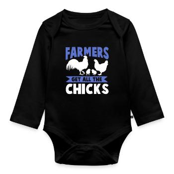 chicken farmer - Organic Longsleeve Baby Bodysuit - black - Front