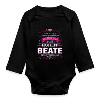 Eure Hoheit Beate betritt den Raum - Baby Bio-Langarm-Body - Schwarz - Vorne