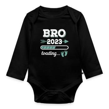 Bro 2023 Loading Big Brother Gift - Organic Longsleeve Baby Bodysuit - black - Front