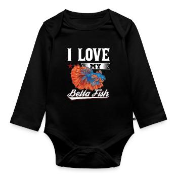 I Love My Betta Fish Splendens Siamesischer Kampff - Baby Bio-Langarm-Body - Schwarz - Vorne