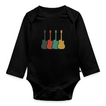 Guitare électrique Guitariste Guitare acoustique Musicien - Body Bébé bio manches longues - noir - Devant
