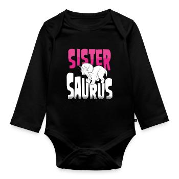 Sister Triceratops - Organic Longsleeve Baby Bodysuit - black - Front