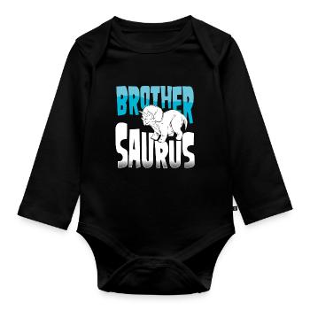 Brother Triceratops - Organic Longsleeve Baby Bodysuit - black - Front