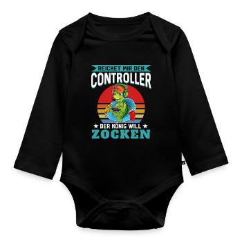 Reichet Mir Den Controller Ihr Narren Der König Wi - Baby Bio-Langarm-Body - Schwarz - Vorne