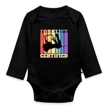 Forklift Certified Forklift Driver - Organic Longsleeve Baby Bodysuit - black - Front