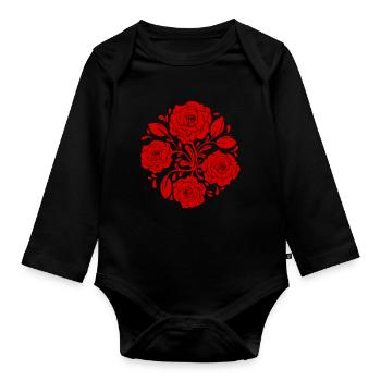 Baroque Aesthetics Rose Artwork Soft Grunge - Organic Longsleeve Baby Bodysuit - black - Front
