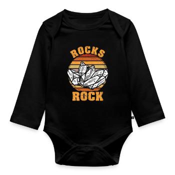 Funny Rock Hunting Rock Hunter Geologist - Organic Longsleeve Baby Bodysuit - black - Front