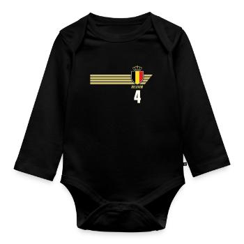 Belgien Teufel Patriotismus Fussball Fan Trikot - Baby Bio-Langarm-Body - Schwarz - Vorne