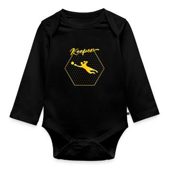 Goalkeeper keeper - Organic Longsleeve Baby Bodysuit - black - Front