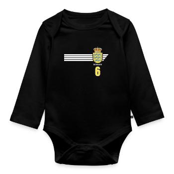 Denmark Football Danish Coat of Arms Flag Dynamite - Organic Longsleeve Baby Bodysuit - black - Front