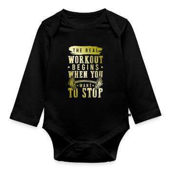 workout fitness - Baby Bio-Langarm-Body - Schwarz - Vorne