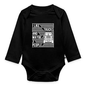Fernfahrer LKW Fahrer Berufskraftfahrer Trucker - Baby Bio-Langarm-Body - Schwarz - Vorne