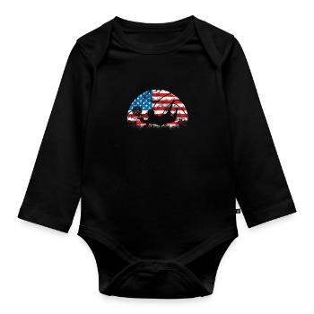 Volleyball player Usa flag - Organic Longsleeve Baby Bodysuit - black - Front