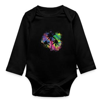 Summer Palms Colorful - Organic Longsleeve Baby Bodysuit - black - Front