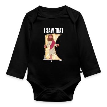J’ai vu que Jésus Jésus cadeau - Body Bébé bio manches longues - noir - Devant