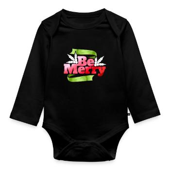 Be Merry Christmas The Mistletoe Christmas - Organic Longsleeve Baby Bodysuit - black - Front