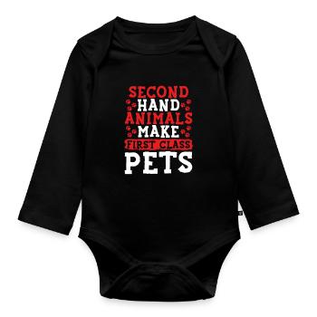 Make first-class pets - Organic Longsleeve Baby Bodysuit - black - Front