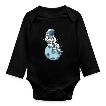 Clarinette Astronaute Musique Cadeau Clarinette - Body Bébé bio manches longues - noir - Devant