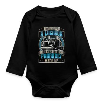 Truck Driver - Organic Longsleeve Baby Bodysuit - black - Front
