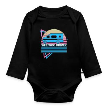 Wee Woo Driver Ambulance Driver Retro - Organic Longsleeve Baby Bodysuit - black - Front