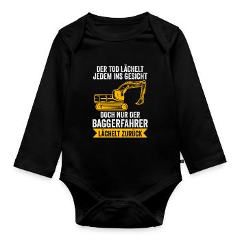 Baggerfahrer Job Baggerführer Geschenk - Baby Bio-Langarm-Body - Schwarz - Vorne