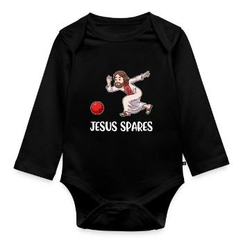 Jésus épargne le bowling Jésus Cadeau - Body Bébé bio manches longues - noir - Devant