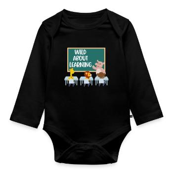 Wild About Learning Teacher Gift - Body Bébé bio manches longues - noir - Devant