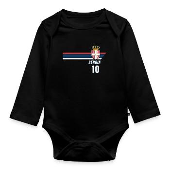 Serbie Srbija Patriotism Football Fan Jersey - Body Bébé bio manches longues - noir - Devant