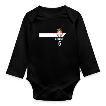 Serbie Srbija Patriotism Football Fan Jersey - Body Bébé bio manches longues - noir - Devant