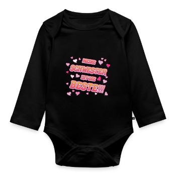 Das coole meine Schwester ist die Beste T-Shirt - Baby Bio-Langarm-Body - Schwarz - Vorne
